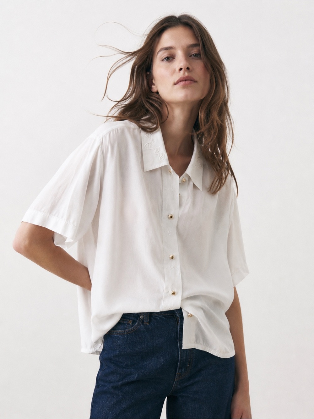 Vintage Lanalee White Blouse with Embroidery